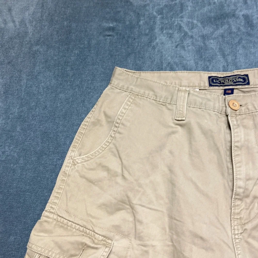 U.S. Polo Assn Cargo Shorts Mens 36 Khaki Cotton Flat Front Slash Pockets Hiking